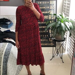 Zara printed red leopard flowy dress